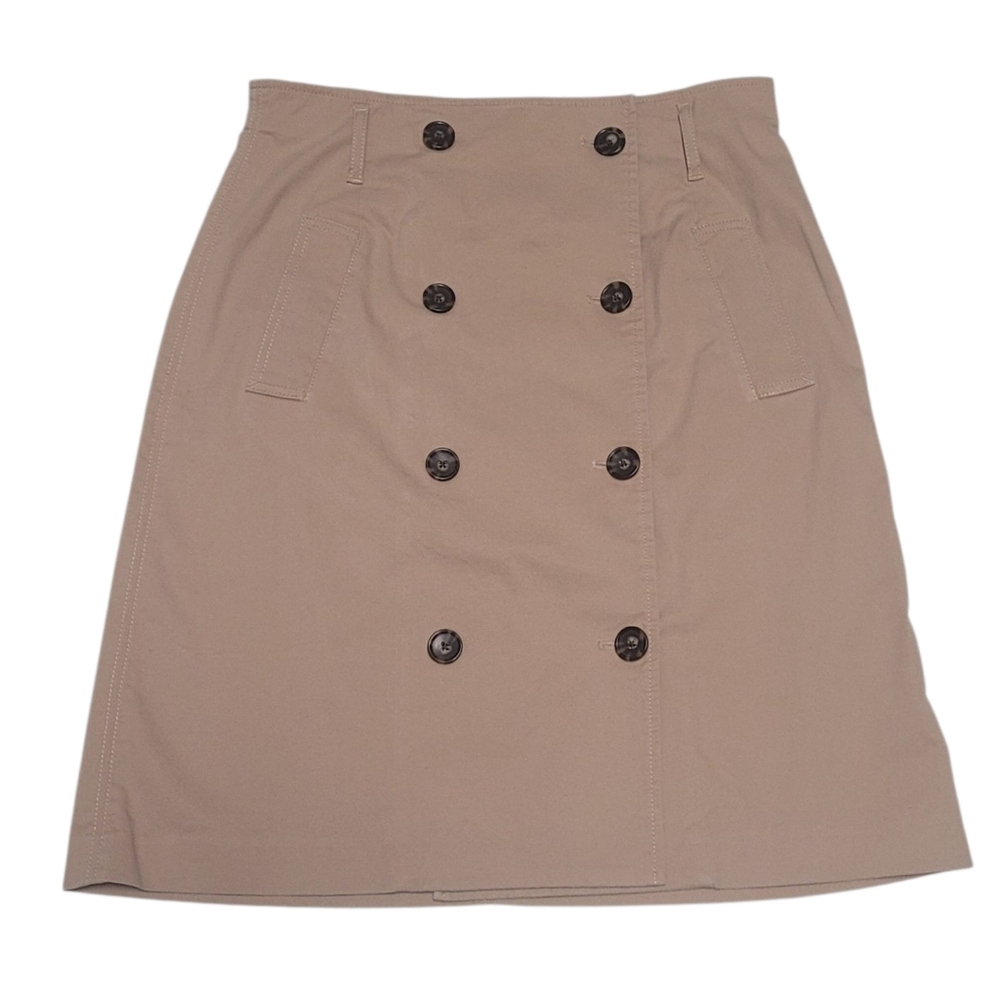 Talbots Double-Breasted Tan A-Line Skirt